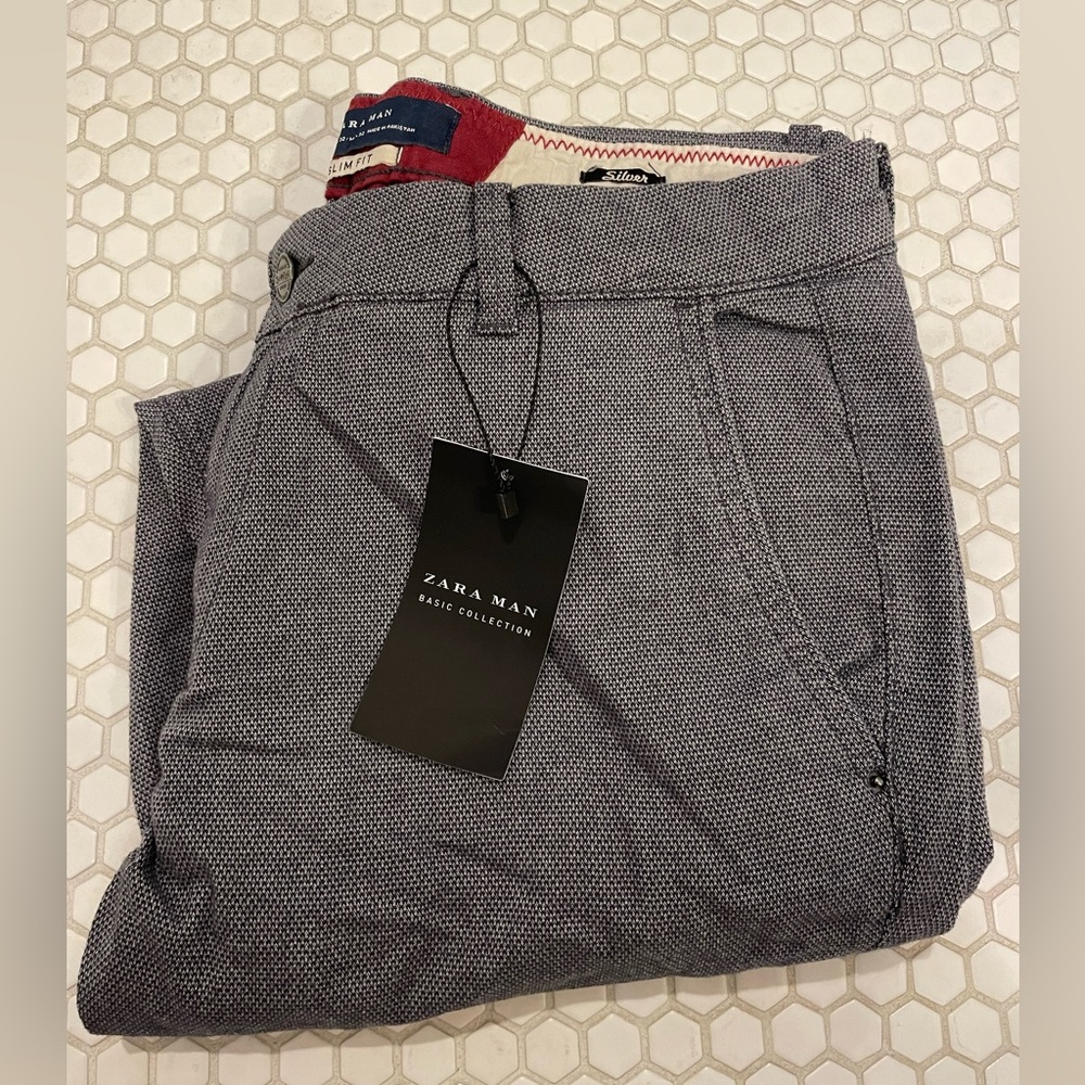 ZARA TEXTURED GRAY PANTS
